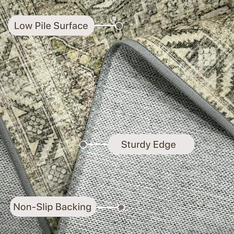 Mcow EverEase Collection Low Pile Machine Washable Non-Slip Area Rug