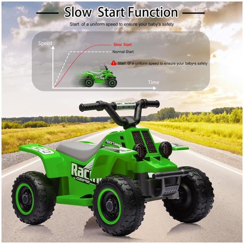 6V Kids Ride On Electric ATV with LED Headlights