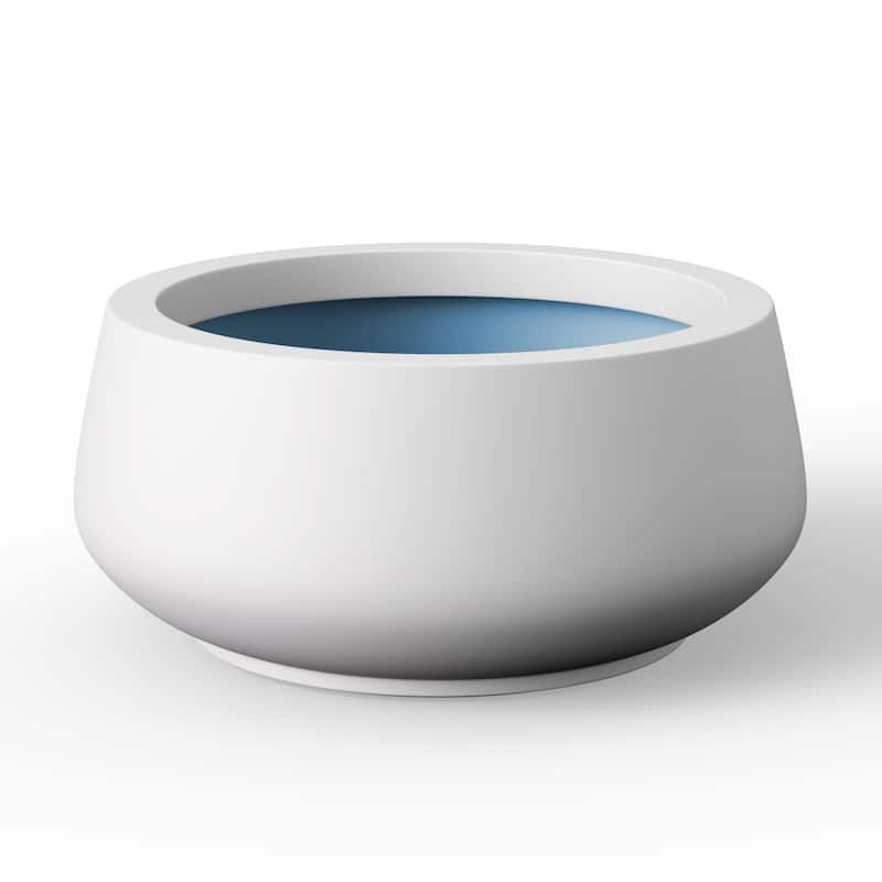 Round Curvy Concrete Planter Bowl Plant Pots - 16.5 x 7.5 in - Crisp White(Enhanced Interior)