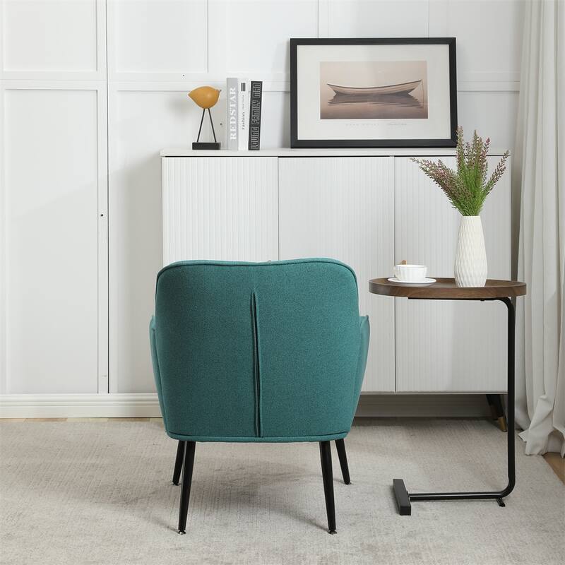 Modern Mid Century Chair Linen Sherpa Armchair