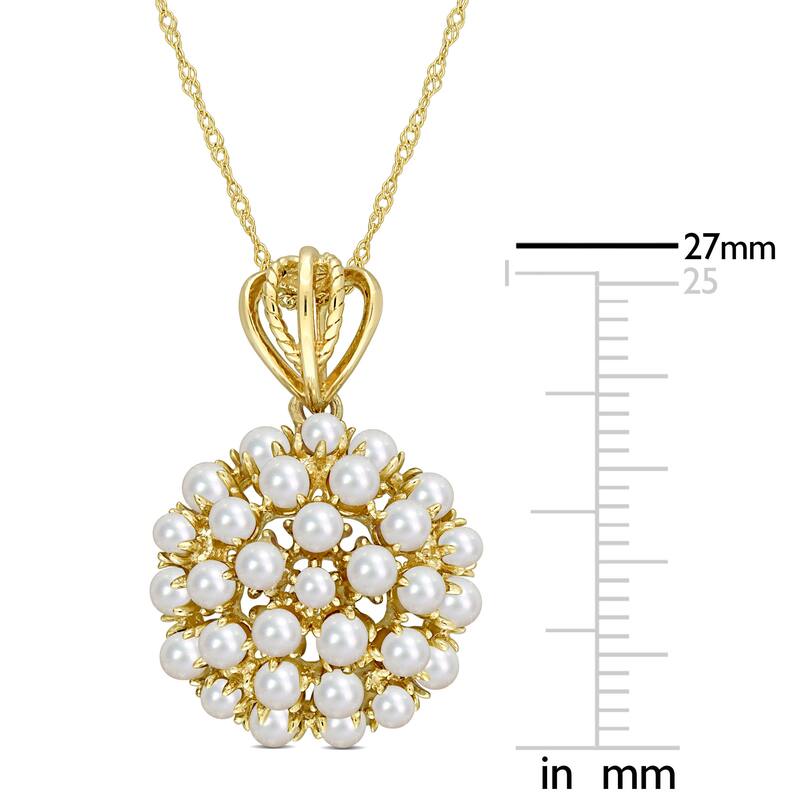 Miadora 2.5-3mm Cultured Freshwater Pearl Floral Cluster Pendant Chain in 10k Yellow Gold