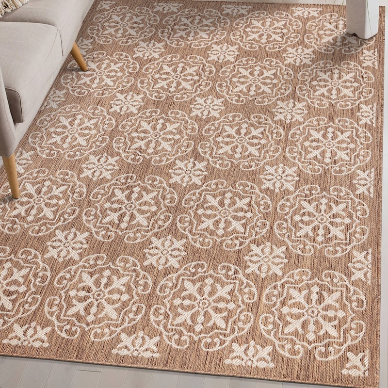 World Rug Gallery Transitional Geometric Textured Flat Weave Indoor/Outdoor Area Rug