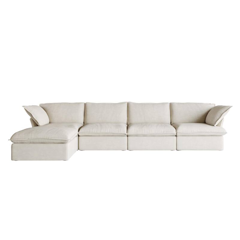 L-Shaped Convertible Modular Sectional Sofa with Storage Ottoman,Down Filled Comfort Overstuffed Upholstered