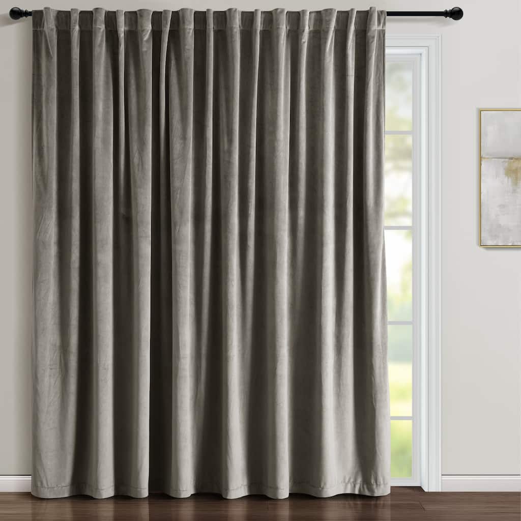 Lush Decor Prima Velvet Solid Light Filtering Back Tab-Rod Pocket Wide Width Single Curtain Panel (1Panel)