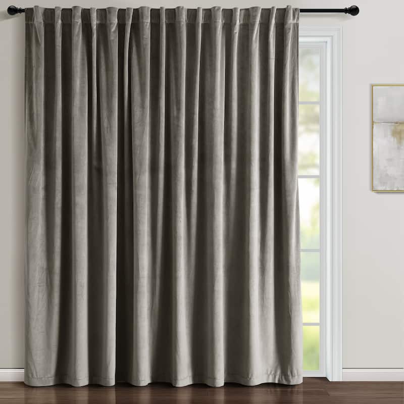 Lush Decor Prima Velvet Solid Light Filtering Back Tab Rod Pocket Window Curtain Panels Set - 84 x 114 - Grey