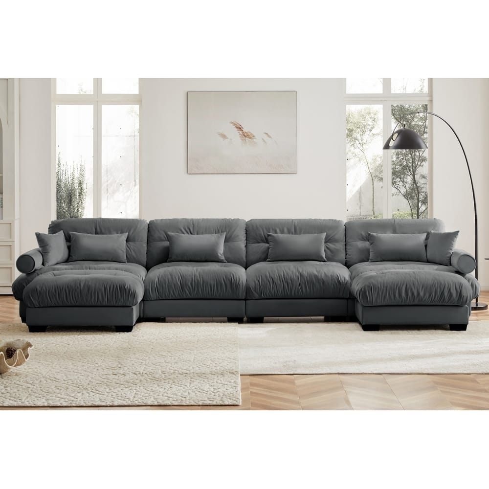166" Modular U-shaped Sectional Sofa Cloud Couch with Movable Ottomans