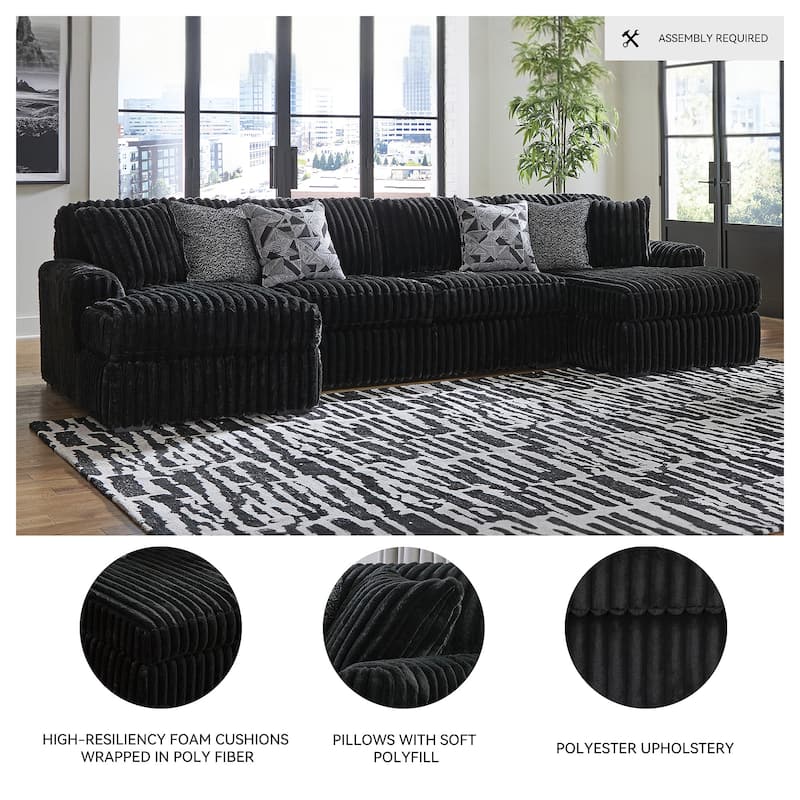 Signature Design by Ashley Midnight-madness 3-Piece Sectional with Chaise - 150" W x 65" D x 40" H