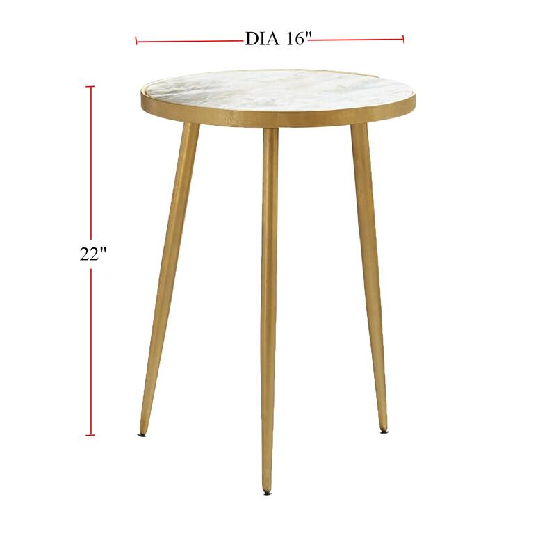 Round Accent Table in White and Gold