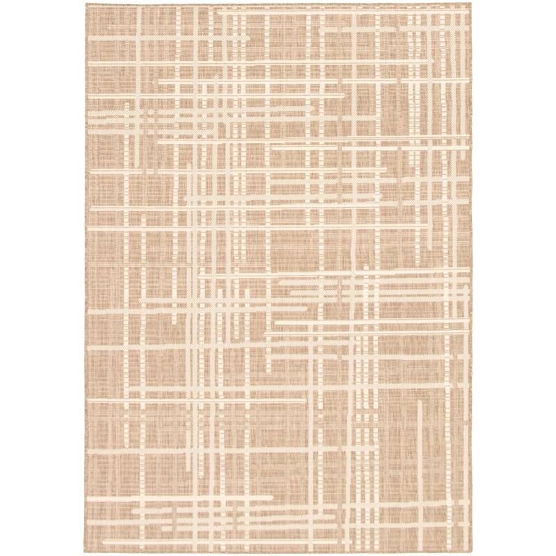 ECARPETGALLERY Sisal Burburry Tropical Rug - 7'10" x 10'2" - Taupe/ Champagne