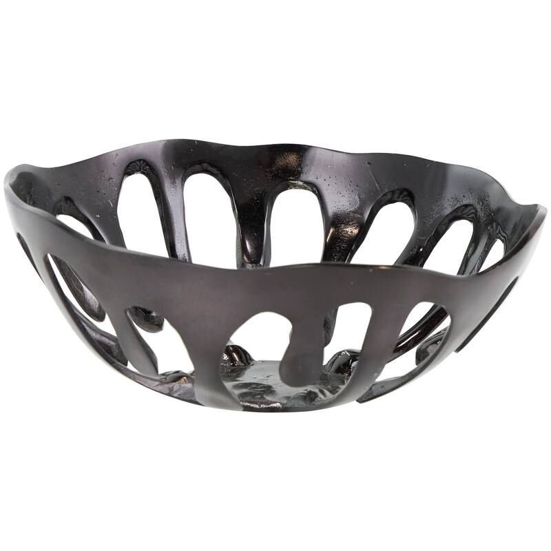 Aluminum Metal Drip Decorative Bowl with Open Frame Design (Set of 2)