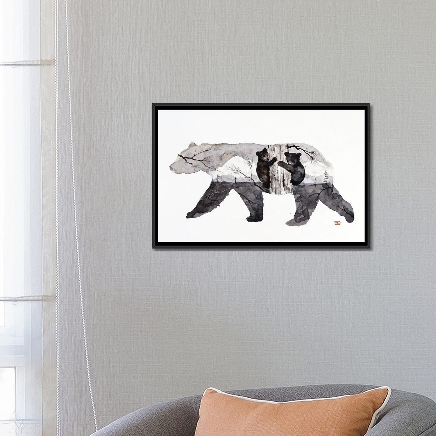 iCanvas Mama Bear & Cubs by Dean Crouser Framed Canvas Print