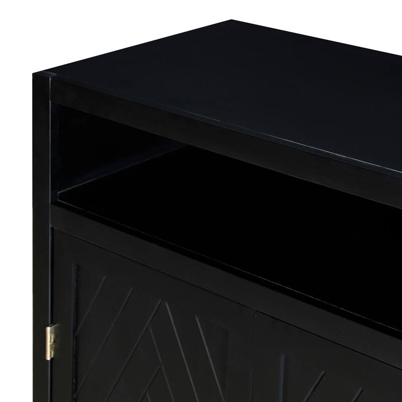 4-door Classic Sideboard with Open Storage and Adjustable Shelves