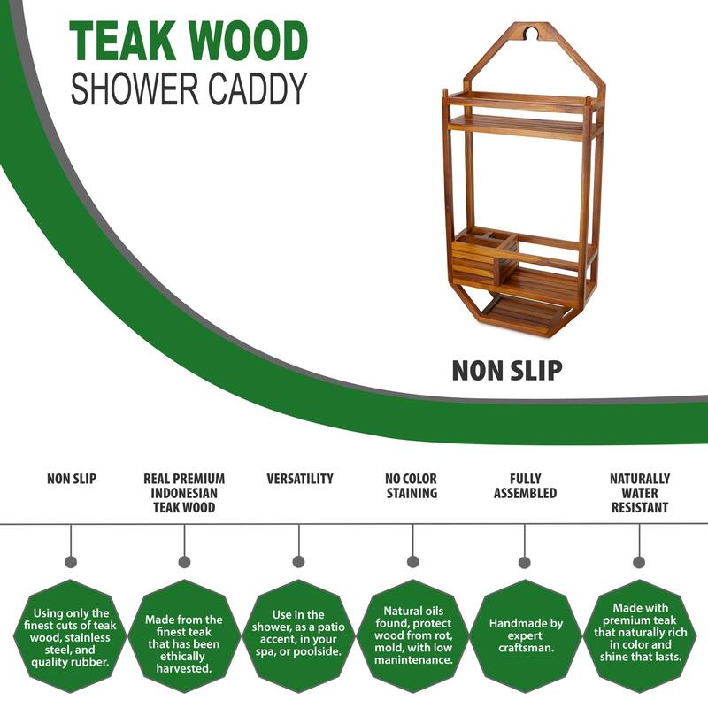 TeakCraft The THOREN, Teak Shower Caddy
