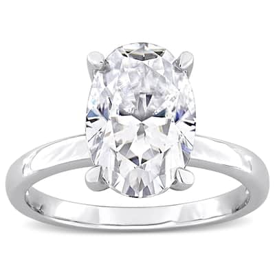 Miadora 4 1/2ct DEW Oval-cut Created Moissanite Solitaire Engagement Ring In Sterling Silver