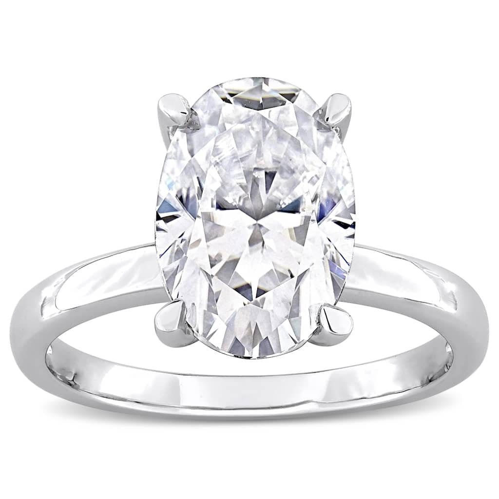 Miadora 4 1/2ct DEW Oval-cut Created Moissanite Solitaire Engagement Ring In Sterling Silver