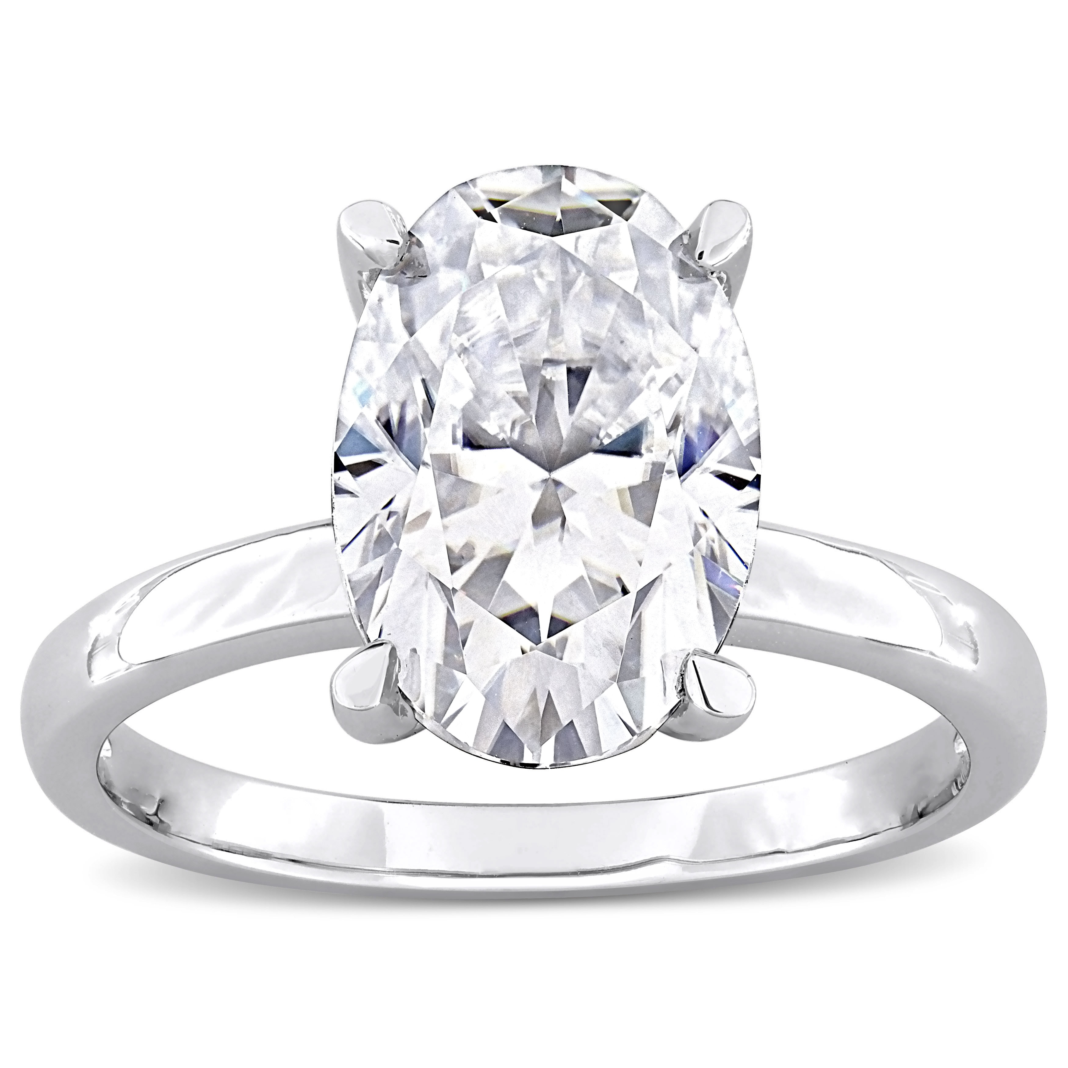 Miadora 4 1/2ct DEW Oval-cut Created Moissanite Solitaire Engagement Ring In Sterling Silver