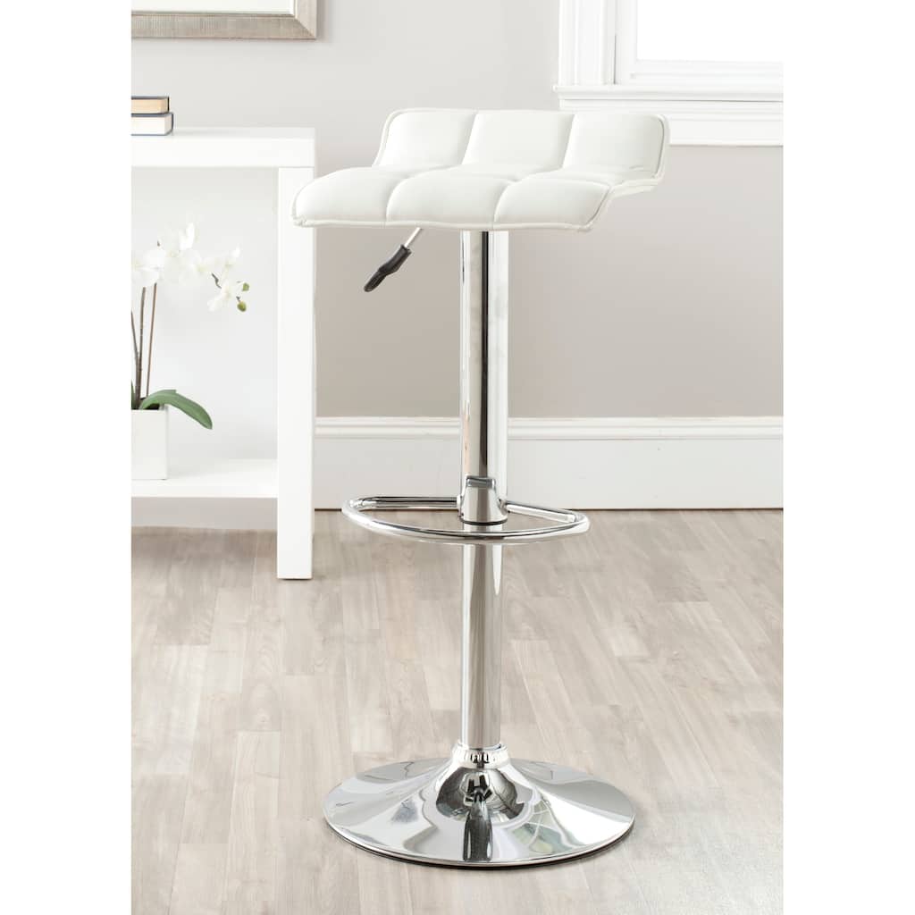 SAFAVIEH Randi White Adjustable 22.4-31-inch Swivel Bar Stool - 15.2" x 15.8" x 25.2" - 15Wx16Dx34H