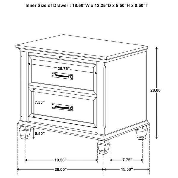 dimension image slide 16 of 37, Franco 4-Piece Storage Platform Bedroom Set