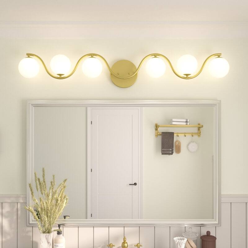 Acroma - 6 Light Gold Steel Dimmable Wavy Vanity Light - N/A