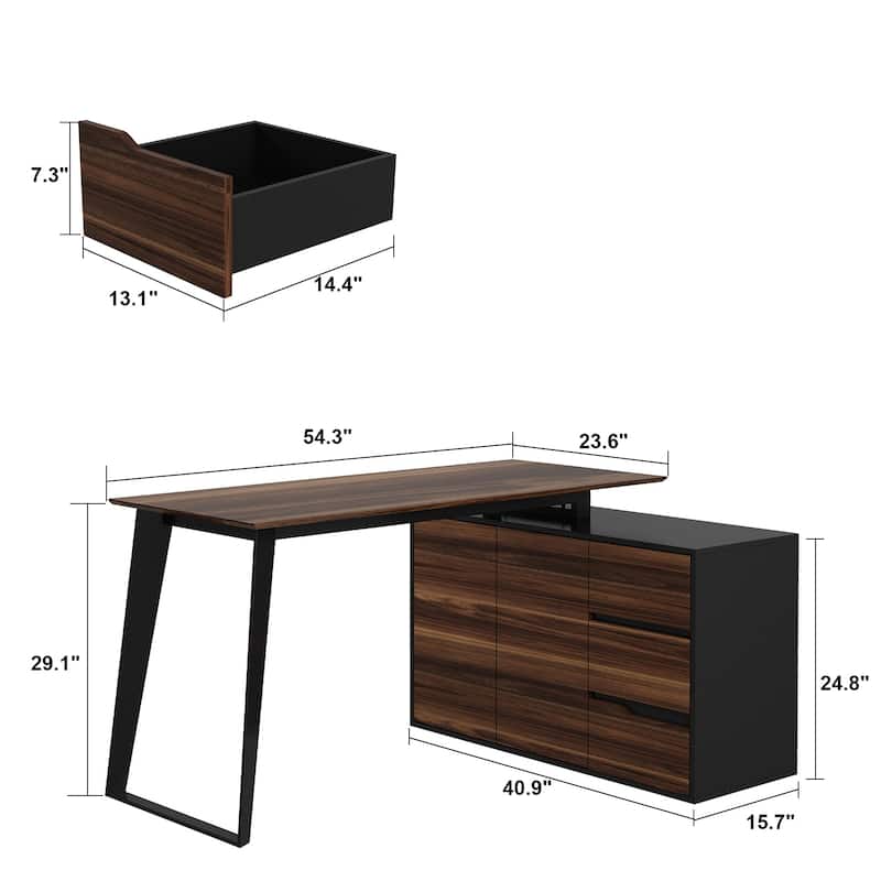 Timechee Home Office Computer Desk L-Shaped Corner Desk 54.3" Writing