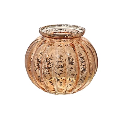 Mercury Sphere Ribbed Tealight Holder Bronze - Set of 2 - N/A