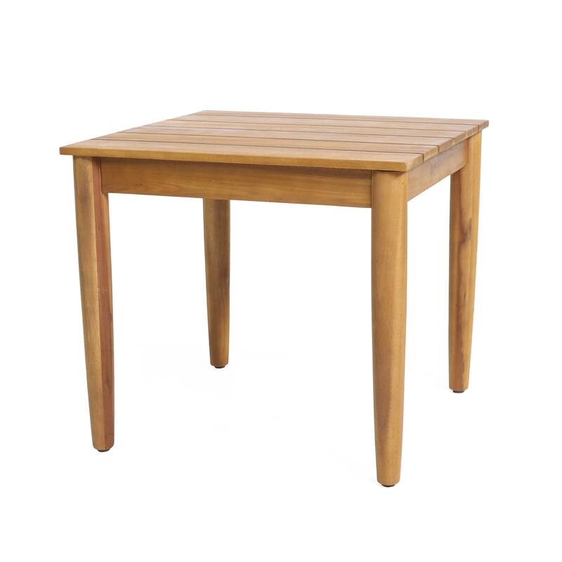 Rustic Acacia Wood Side Table with Slat Top