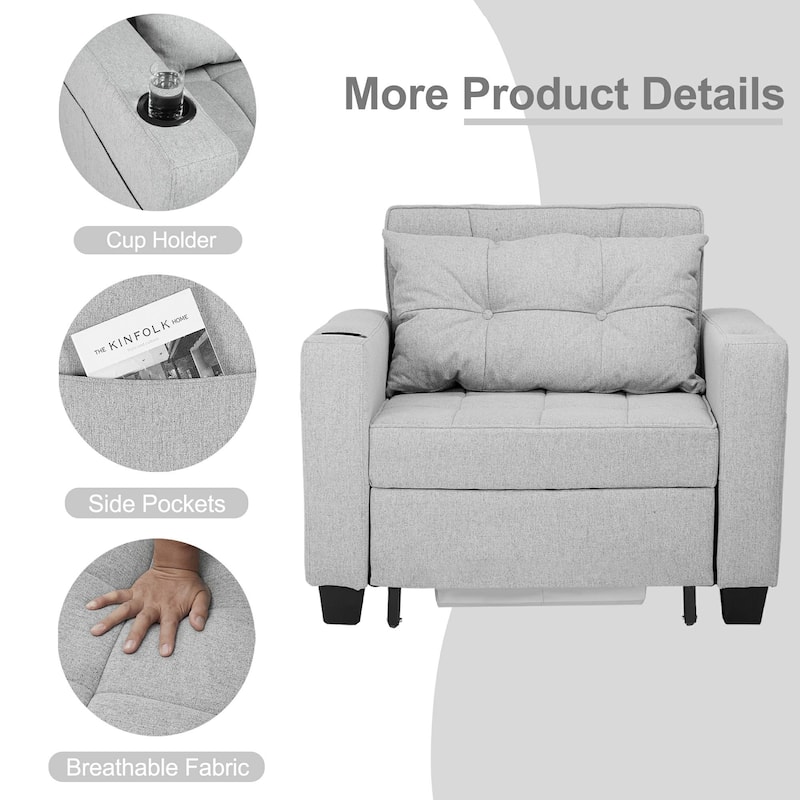 Pull Out Sofa Couch Bed Convertible Sleeper Sofa Bed with Storage Chaise, Sofa Couch