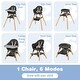 preview thumbnail 2 of 5, Baby High Chair, 6 in 1 Convertible Wooden High Chair, Double Removable Tray, Safety Harness & Waterproof PU Cushion (Black)