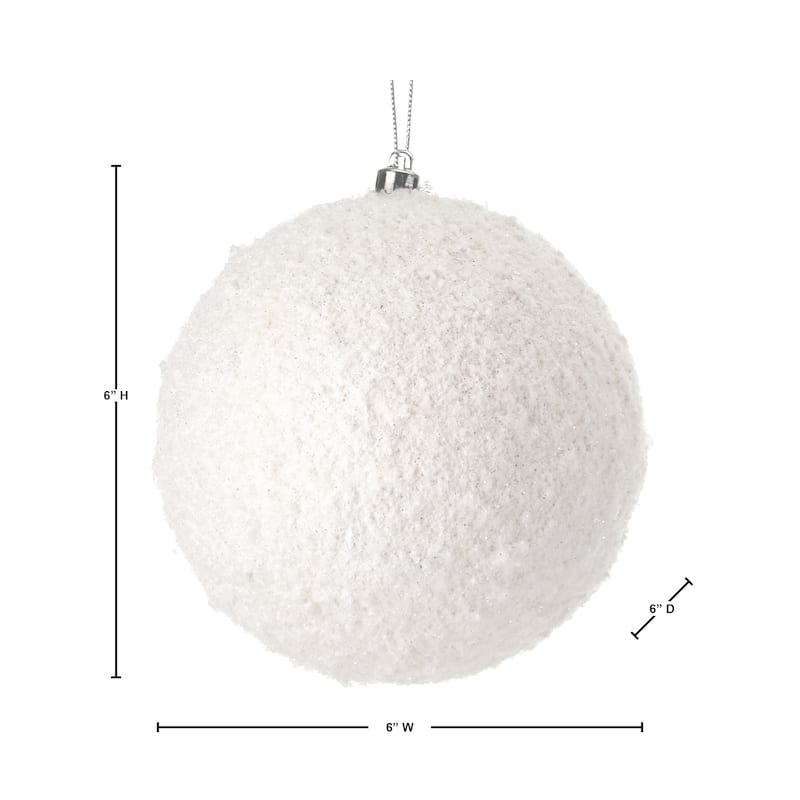 6" Frosted Texture Snowball Ornament Set of 4