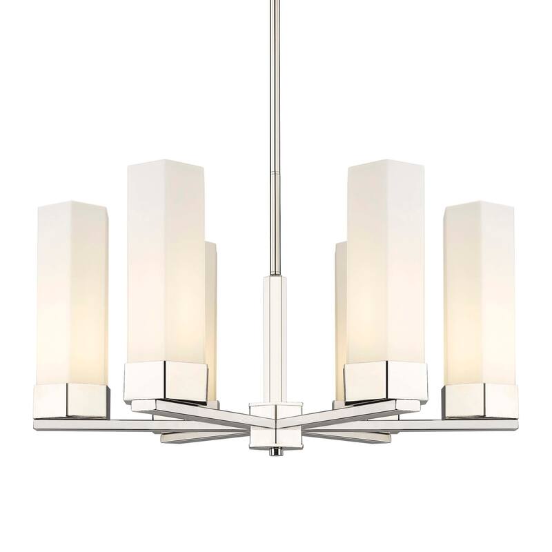 Innovations Lighting 427-6CR-16-29 Claverack Chandelier Claverack 6 - Polished Nickel / Matte White