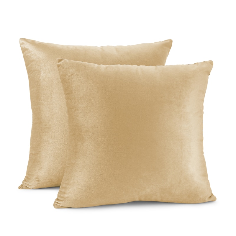 Porch & Den Cosner Microfiber Velvet Throw Pillow Covers (Set of 2) - 18" x 18" - Gold