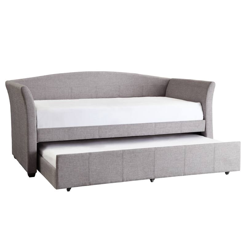Deco Linen Rolled Arm Daybed and Trundle by iNSPIRE Q Bold - Grey Linen with Trundle