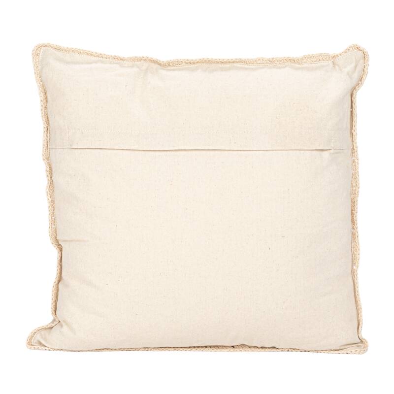 Cotton Crocheted Pillow with Block Pattern