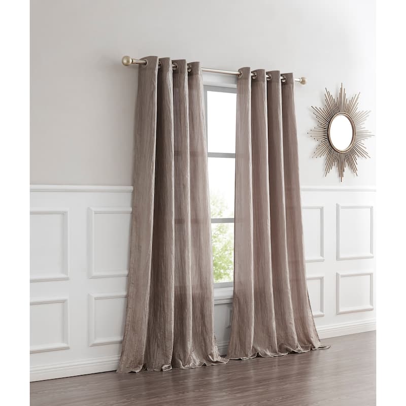Dainty Home Verona Crushed Silk Light Filtering Grommet Single Panel Extra Wide Curtains - 52" x 84" - Gold