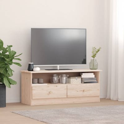 vidaXL TV Stand with Drawers ALTA 39.4"x13.8"x16.1" Solid Wood Pine - 39.4" x 13.8" x 16.1"