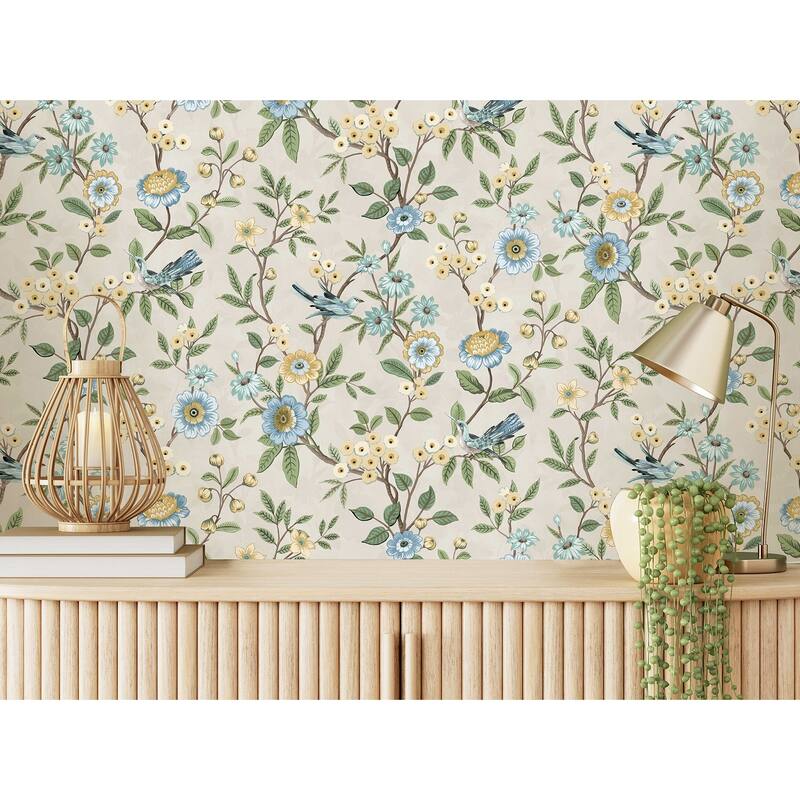 Fine Decor Elspeth Light Yellow Floral Trail Wallpaper