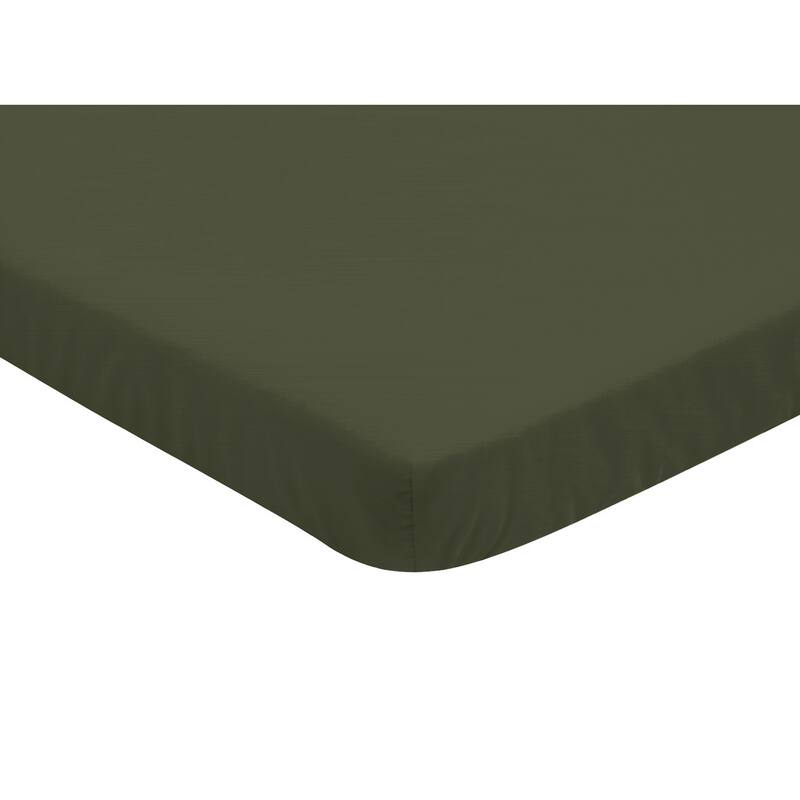 Dark Green Woodland Camo Baby Boy Fitted Mini Portable Crib Sheet For Portable Crib Pack Play - Solid Hunter Forest Olive Rustic