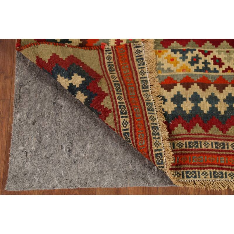 Red Kilim Qashqai Persian Vintage Area Rug Handmade Tribal Wool Carpet - 4'8"x 7'8"