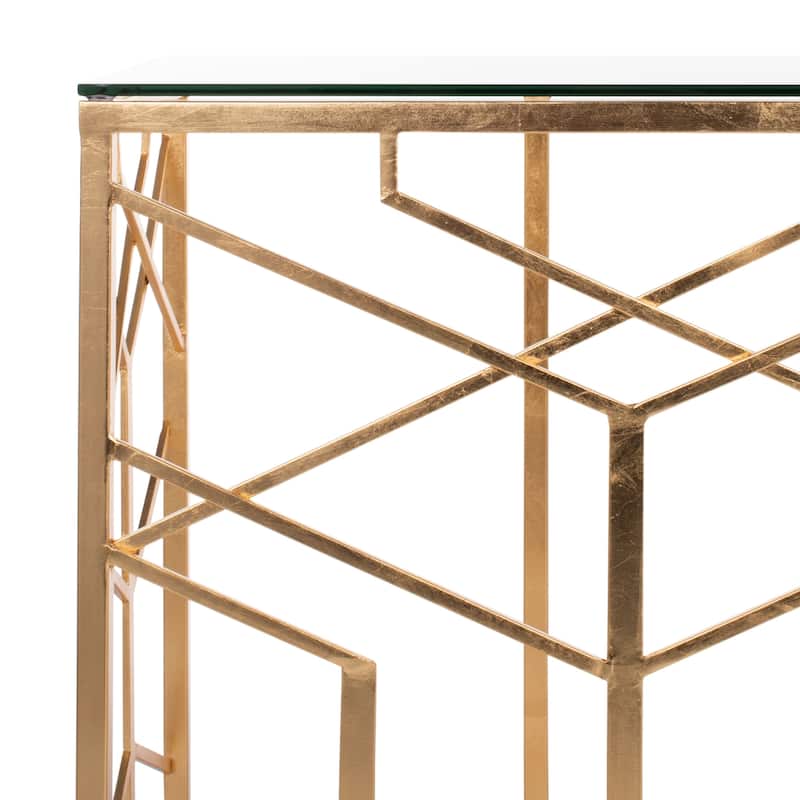 SAFAVIEH Couture Corrine Gold Leaf Console Table - 47" W x 15.5" L x 30" H - 47Wx16Dx30H