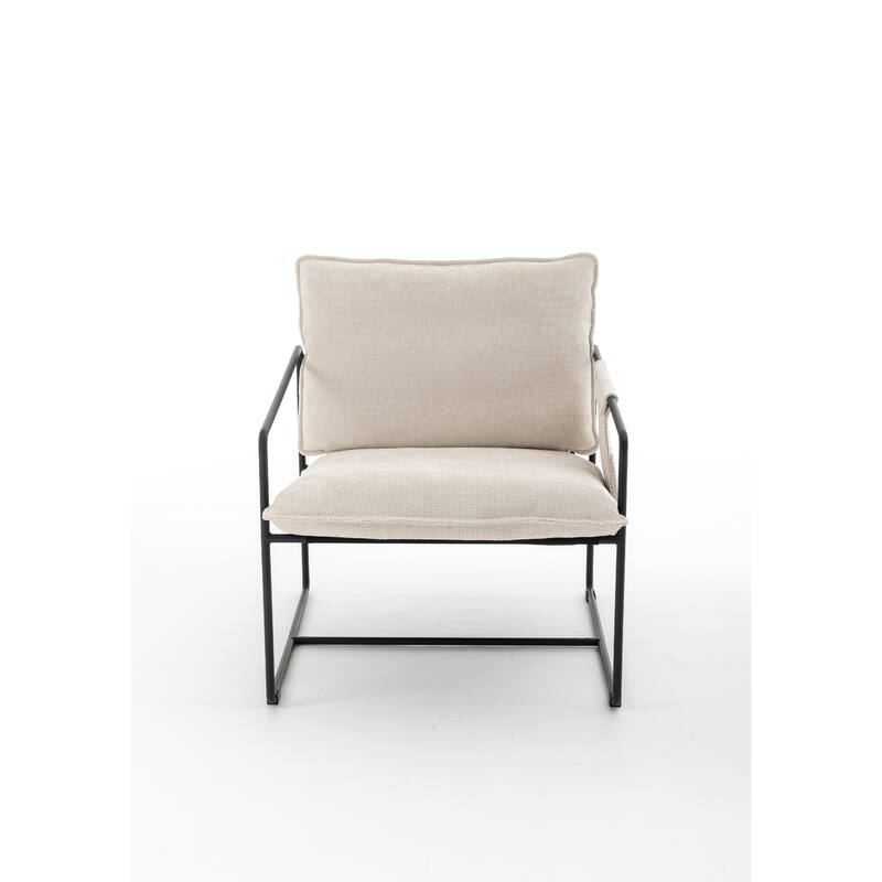 Upholstered Hanging Armchairs with Arm Pockets, Metal Frame,Set of 2