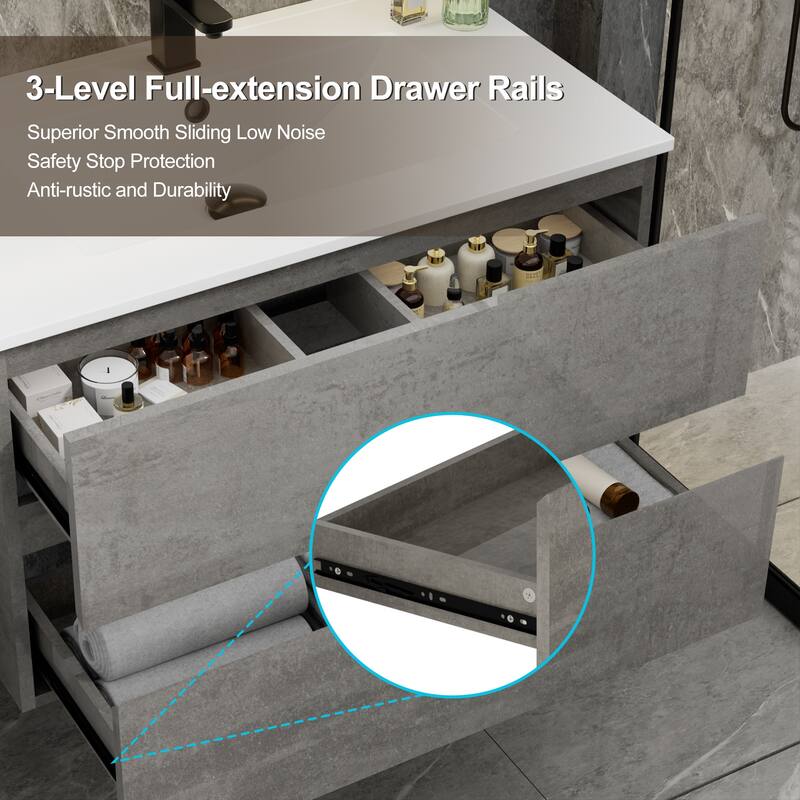 Wall Mounted Bathroom Vanity Sink Combo Cabinet Vanity Set