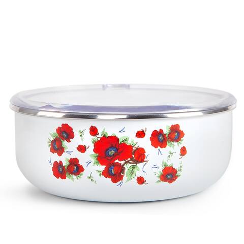 STP Goods Poppies Enamel Storage Bowl with Lid