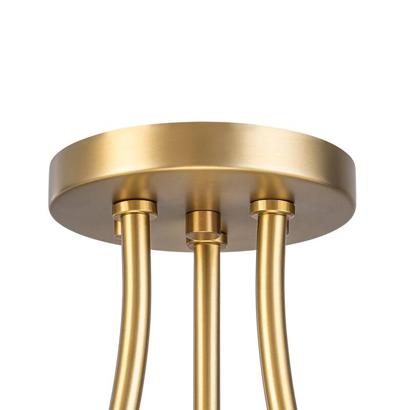 3-Light White Brass Sputnik Saucer Semi Flush Light Curved Arms - 40.6 Inches