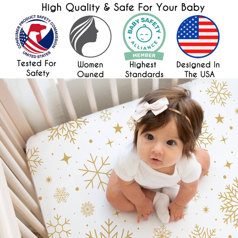 Sweet Jojo Designs Christmas Holiday Boy, Girl, Unisex/Gender Neutral Fitted Crib Sheet - Xmas Snowflakes for Festive Christmas