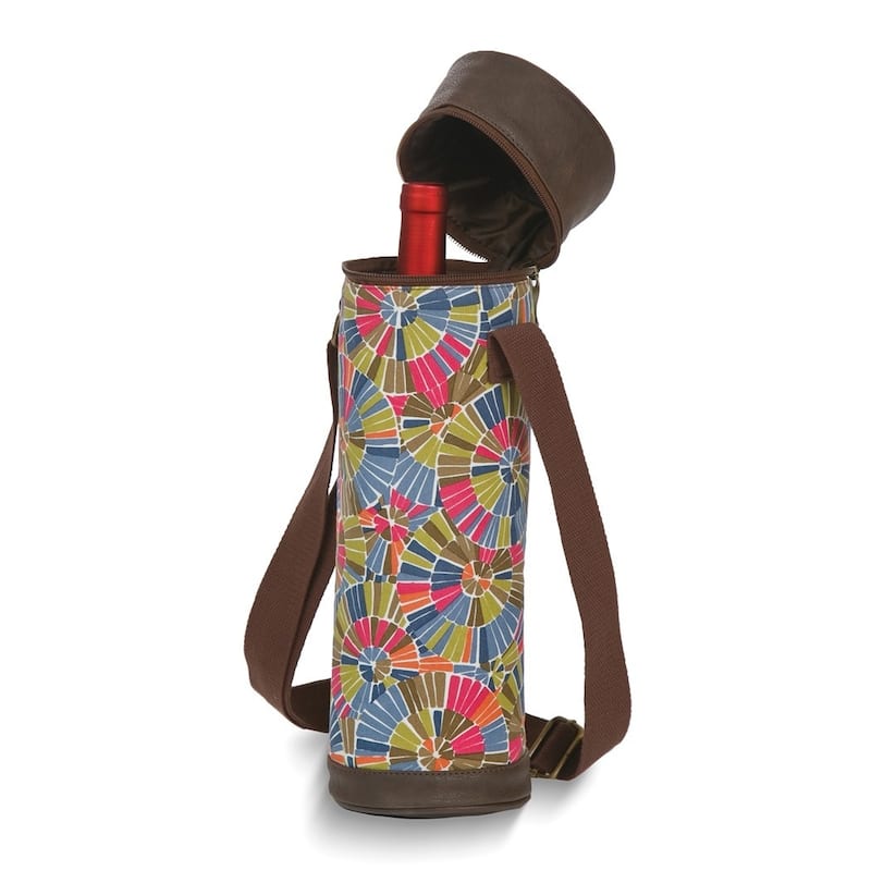 Curata Essential Kaleidoscope Canvas and Vegan Leather Insulated Wine Tote