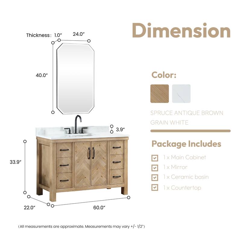 Javier Bath Vanity with Composite Stone Top and Mirror