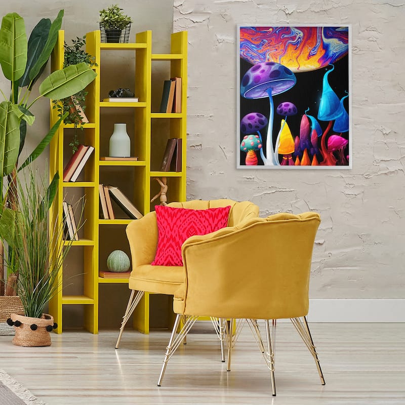 Stupell Whimsical Mushrooms in Space Framed Giclee Art Design By Kim Allen