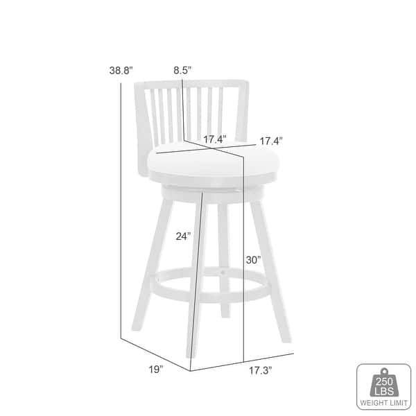 dimension image slide 2 of 4, Harper Modern Swivel Bar Stool, Upholstered Counter Height Chair with Solid Wood Frame