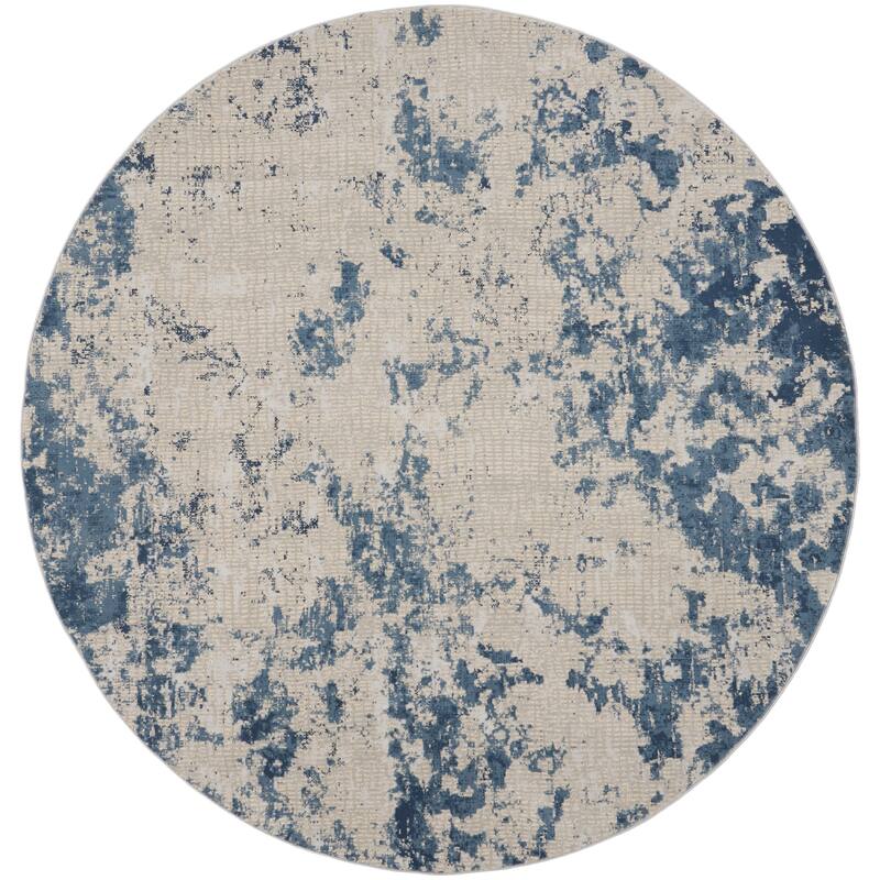 Nourison Rustic Textures Abstract Modern Blue Grey Area Rug