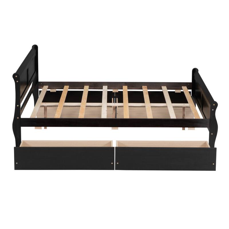 Platform Bed with 4 Drawers and Streamlined Headboard